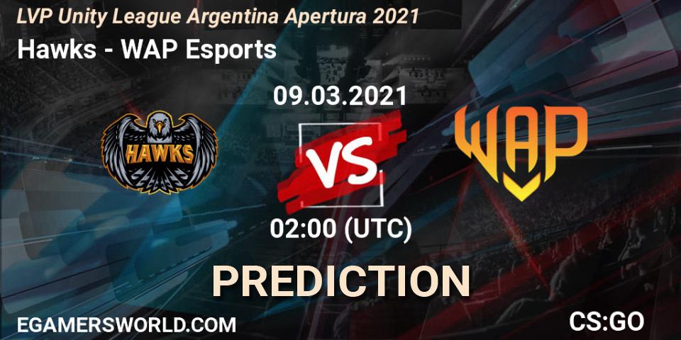 Hawks - WAP Esports: ennuste. 09.03.2021 at 02:00, Counter-Strike (CS2), LVP Unity League Argentina Apertura 2021