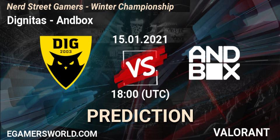 Dignitas - Andbox: ennuste. 15.01.2021 at 18:00, VALORANT, Nerd Street Gamers - Winter Championship