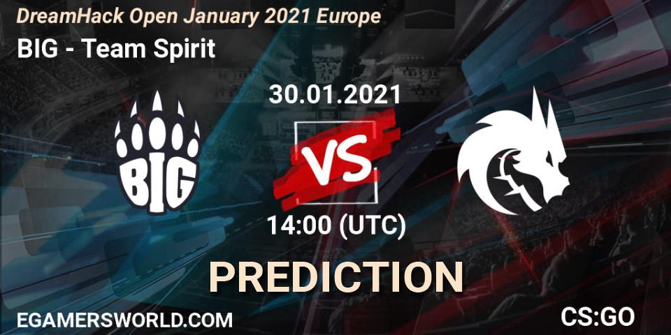 BIG - Team Spirit: ennuste. 30.01.2021 at 14:00, Counter-Strike (CS2), DreamHack Open January 2021 Europe