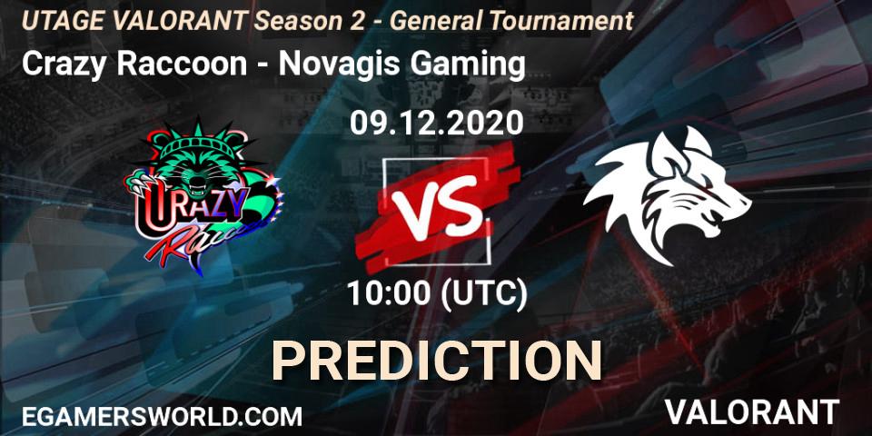 Crazy Raccoon - Novagis Gaming: ennuste. 09.12.2020 at 13:00, VALORANT, UTAGE VALORANT Season 2 - General Tournament
