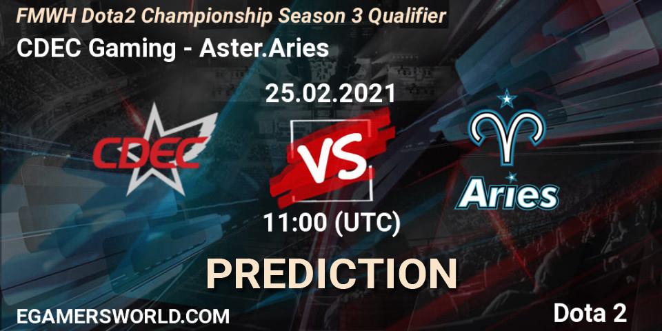 CDEC Gaming - Aster.Aries: ennuste. 25.02.2021 at 10:53, Dota 2, FMWH Dota2 Championship Season 3 Qualifier