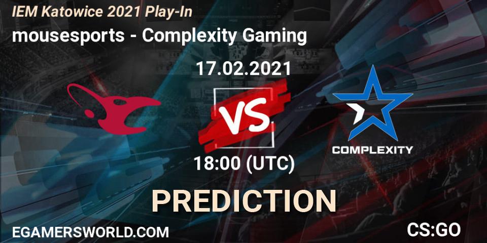 mousesports - Complexity Gaming: ennuste. 17.02.2021 at 18:15, Counter-Strike (CS2), IEM Katowice 2021 Play-In