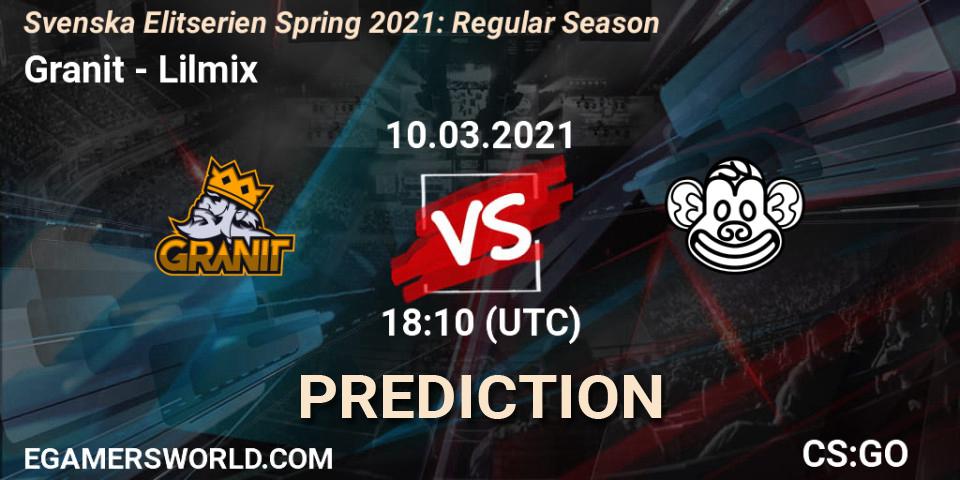 Granit - Lilmix: ennuste. 10.03.2021 at 18:10, Counter-Strike (CS2), Svenska Elitserien Spring 2021: Regular Season