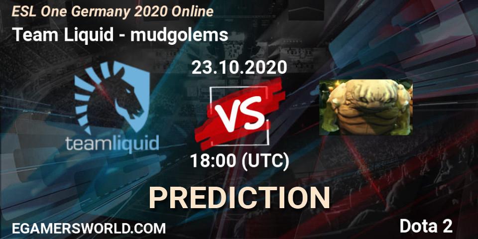 Team Liquid - mudgolems: ennuste. 24.10.2020 at 17:41, Dota 2, ESL One Germany 2020 Online