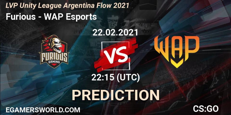 Furious - WAP Esports: ennuste. 22.02.2021 at 22:15, Counter-Strike (CS2), LVP Unity League Argentina Apertura 2021