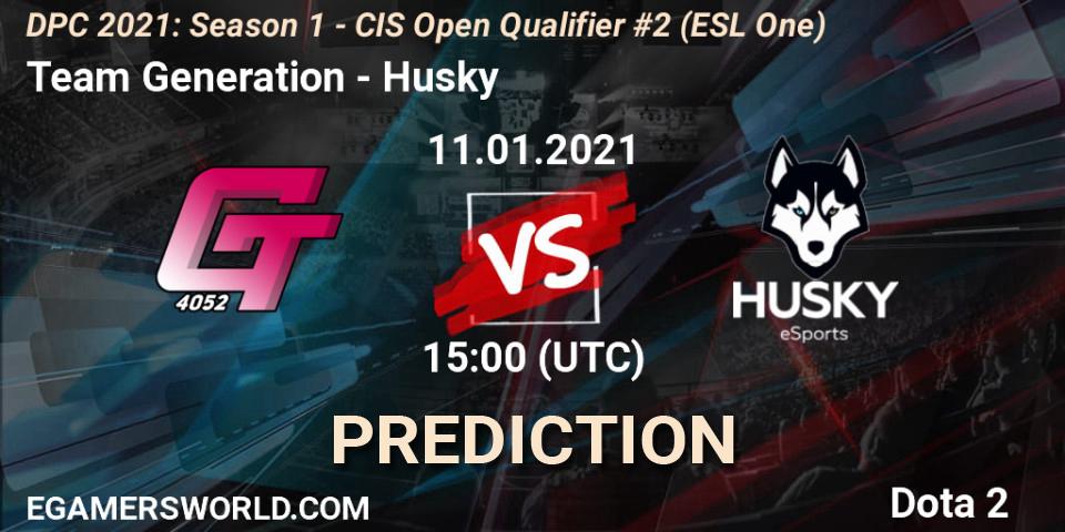 Team Generation - Husky: ennuste. 11.01.2021 at 15:03, Dota 2, DPC 2021: Season 1 - CIS Open Qualifier #2 (ESL One)
