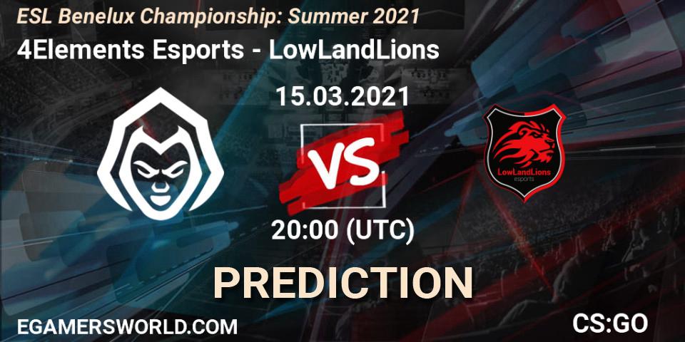 4Elements Esports - LowLandLions: ennuste. 15.03.2021 at 20:00, Counter-Strike (CS2), ESL Benelux Championship: Summer 2021