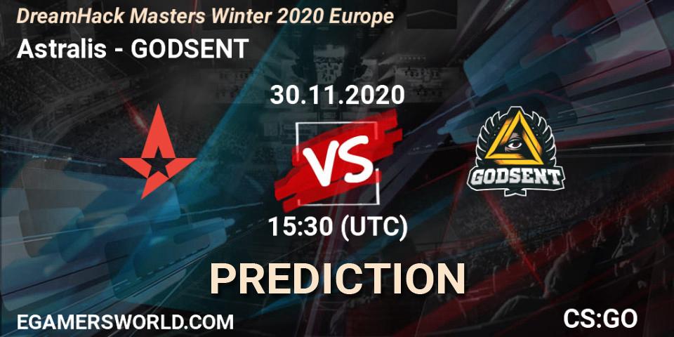 Astralis - GODSENT: ennuste. 30.11.2020 at 15:30, Counter-Strike (CS2), DreamHack Masters Winter 2020 Europe