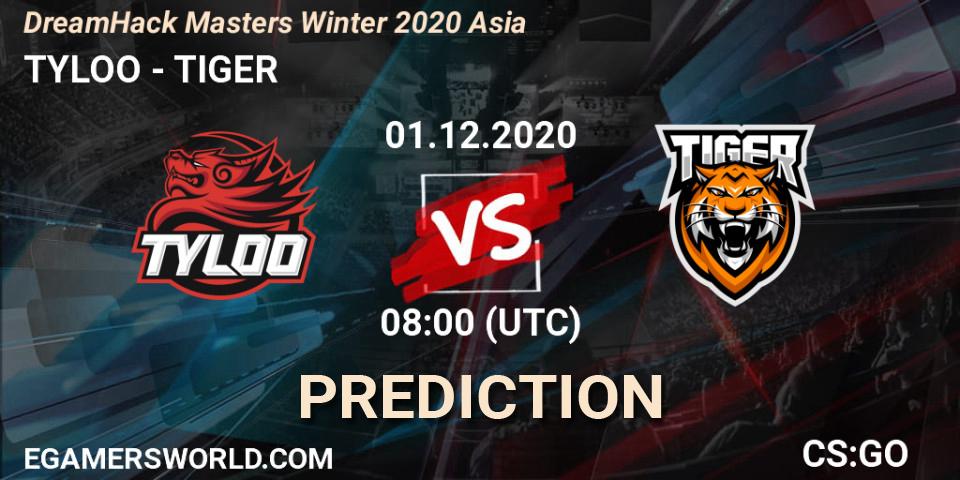 TYLOO - TIGER: ennuste. 01.12.2020 at 08:00, Counter-Strike (CS2), DreamHack Masters Winter 2020 Asia