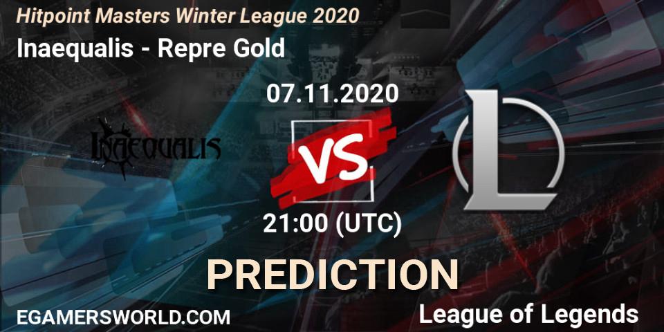 Inaequalis - Repre Gold: ennuste. 07.11.2020 at 21:00, LoL, Hitpoint Masters Winter League 2020
