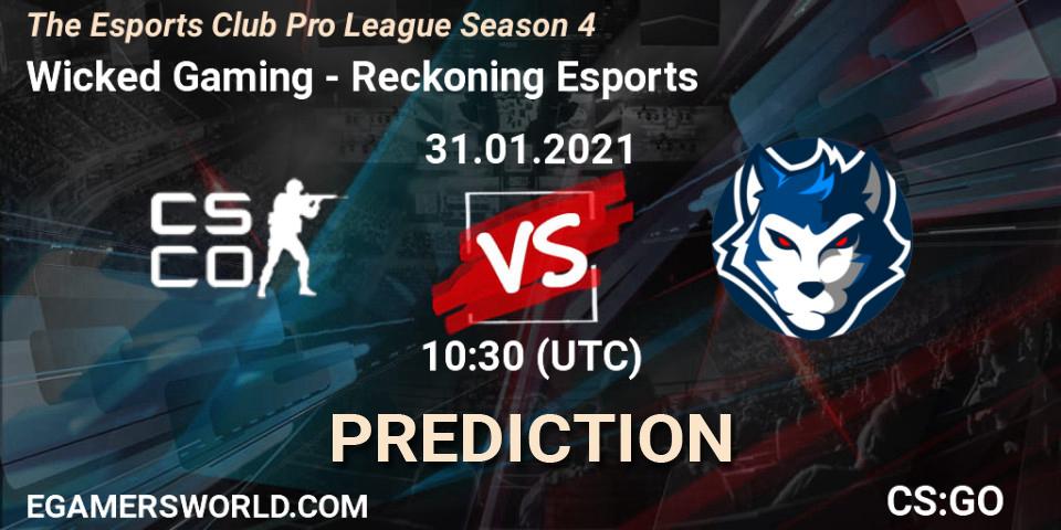 Wicked Gaming - Reckoning Esports: ennuste. 31.01.2021 at 10:30, Counter-Strike (CS2), The Esports Club Pro League Season 4