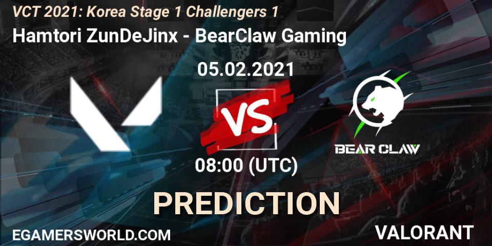 Hamtori ZunDeJinx - BearClaw Gaming: ennuste. 05.02.2021 at 10:00, VALORANT, VCT 2021: Korea Stage 1 Challengers 1