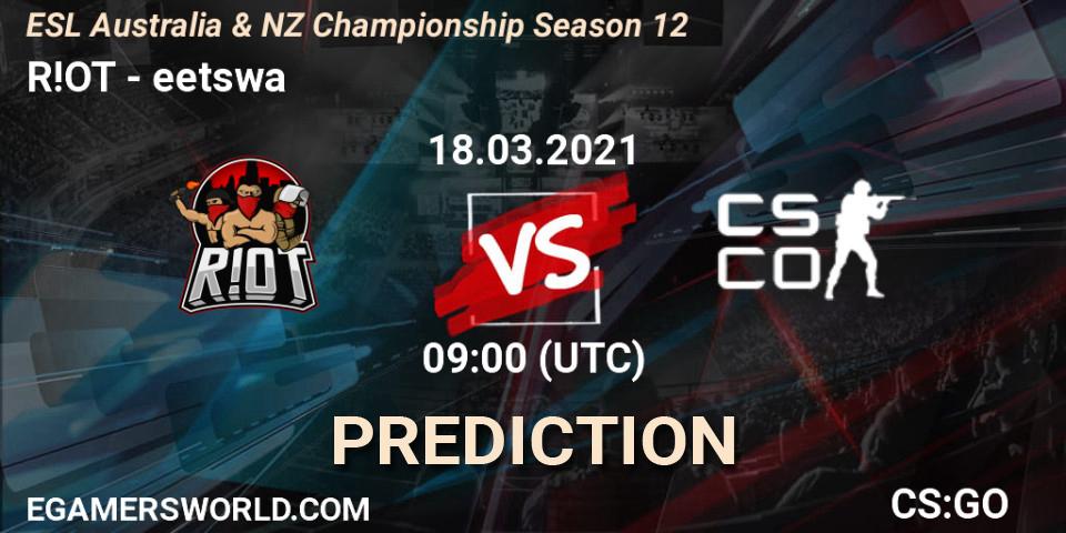 R!OT - eetswa: ennuste. 18.03.2021 at 09:40, Counter-Strike (CS2), ESL Australia & NZ Championship Season 12