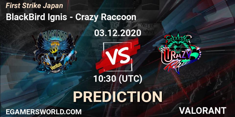 BlackBird Ignis - Crazy Raccoon: ennuste. 03.12.2020 at 07:00, VALORANT, First Strike Japan