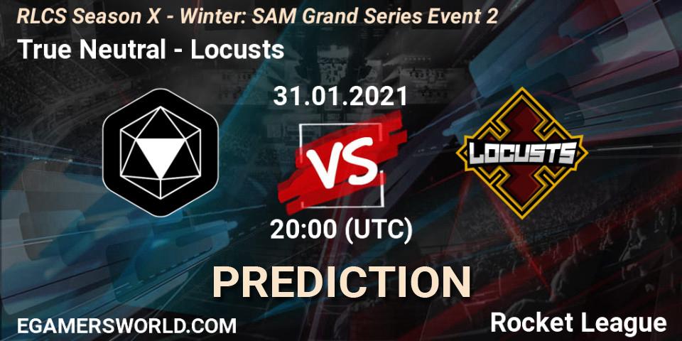 True Neutral - Locusts: ennuste. 31.01.2021 at 21:00, Rocket League, RLCS Season X - Winter: SAM Grand Series Event 2