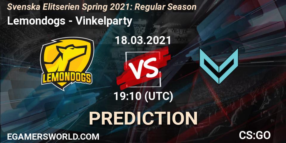 Lemondogs - Vinkelparty: ennuste. 18.03.2021 at 19:10, Counter-Strike (CS2), Svenska Elitserien Spring 2021: Regular Season