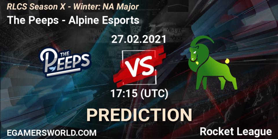 The Peeps - Alpine Esports: ennuste. 27.02.2021 at 17:15, Rocket League, RLCS Season X - Winter: NA Major