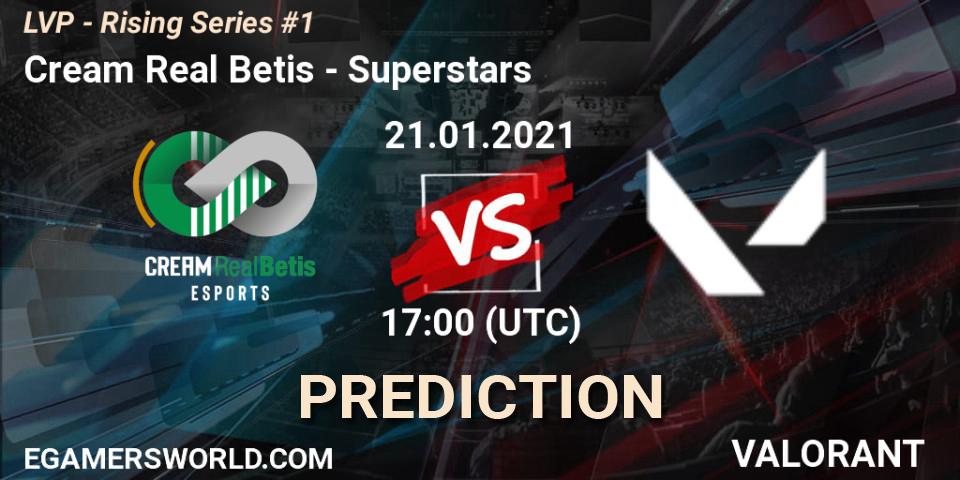 Cream Real Betis - Superstars: ennuste. 21.01.2021 at 17:00, VALORANT, LVP - Rising Series #1