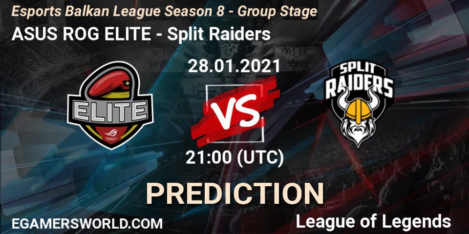 ASUS ROG ELITE - Split Raiders: ennuste. 28.01.2021 at 21:35, LoL, Esports Balkan League Season 8 - Group Stage