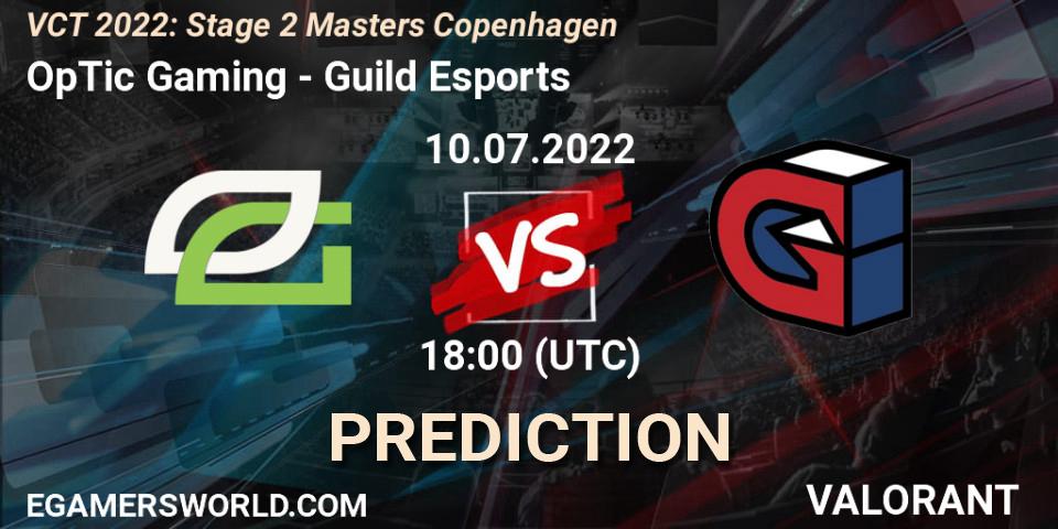 OpTic Gaming - Guild Esports: ennuste. 10.07.2022 at 19:35, VALORANT, VCT 2022: Stage 2 Masters Copenhagen