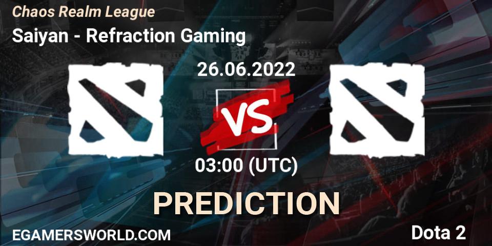 Saiyan - Refraction Gaming: ennuste. 26.06.2022 at 03:24, Dota 2, Chaos Realm League 
