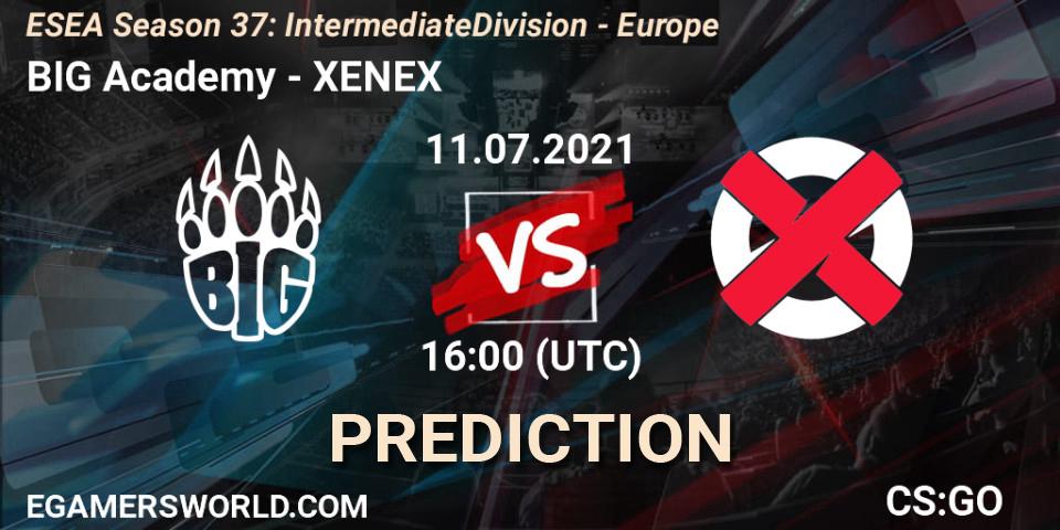 BIG Academy - XENEX: ennuste. 11.07.2021 at 16:00, Counter-Strike (CS2), ESEA Season 37: Intermediate Division - Europe