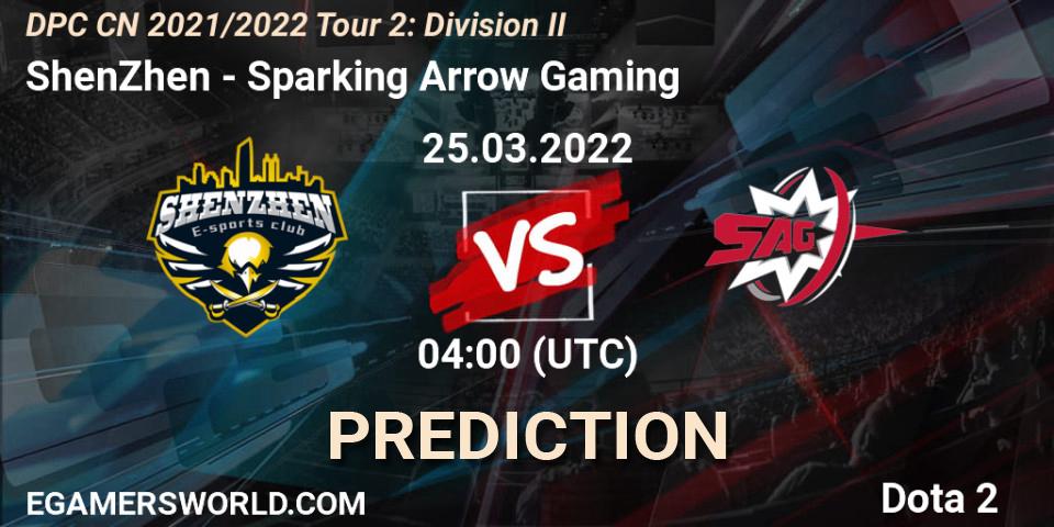 ShenZhen - Sparking Arrow Gaming: ennuste. 25.03.22, Dota 2, DPC 2021/2022 Tour 2: CN Division II (Lower)