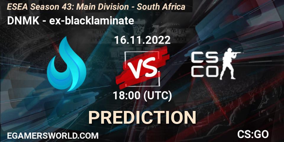 DNMK - ex-blacklaminate: ennuste. 29.11.22, CS2 (CS:GO), ESEA Season 43: Main Division - South Africa