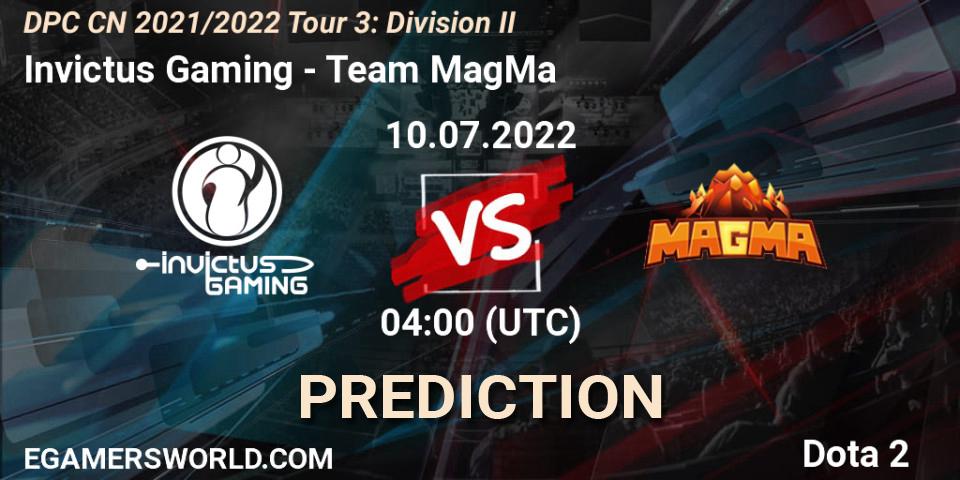 Invictus Gaming - Team MagMa: ennuste. 10.07.2022 at 04:02, Dota 2, DPC CN 2021/2022 Tour 3: Division II
