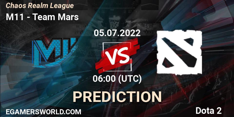 M11 - Team Mars: ennuste. 05.07.2022 at 06:19, Dota 2, Chaos Realm League 
