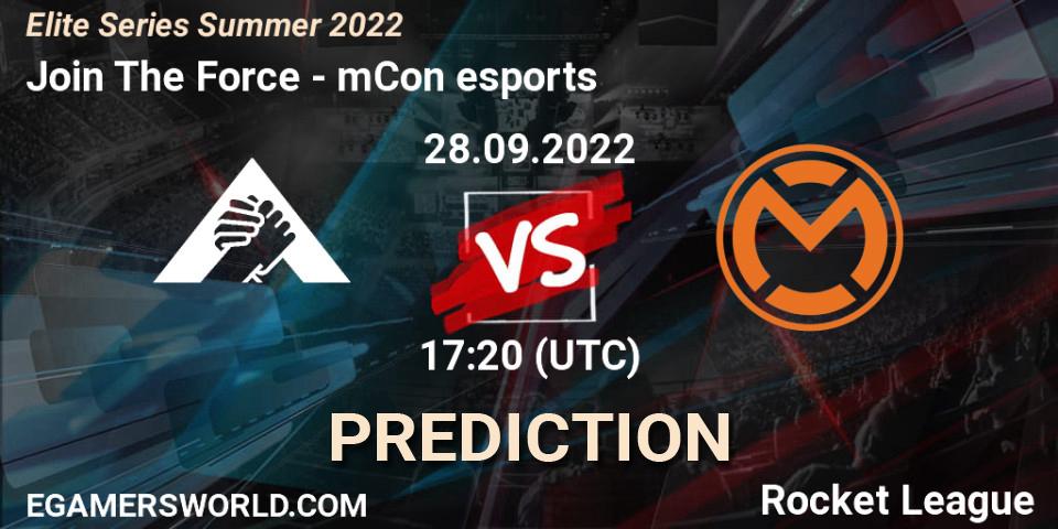 Join The Force - mCon esports: ennuste. 28.09.2022 at 17:20, Rocket League, Elite Series Summer 2022