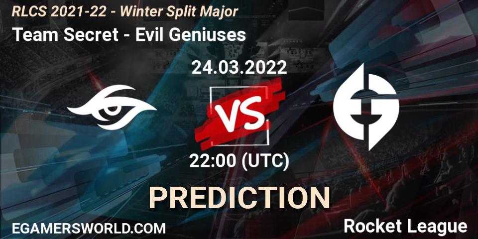 Team Secret - Evil Geniuses: ennuste. 24.03.22, Rocket League, RLCS 2021-22 - Winter Split Major