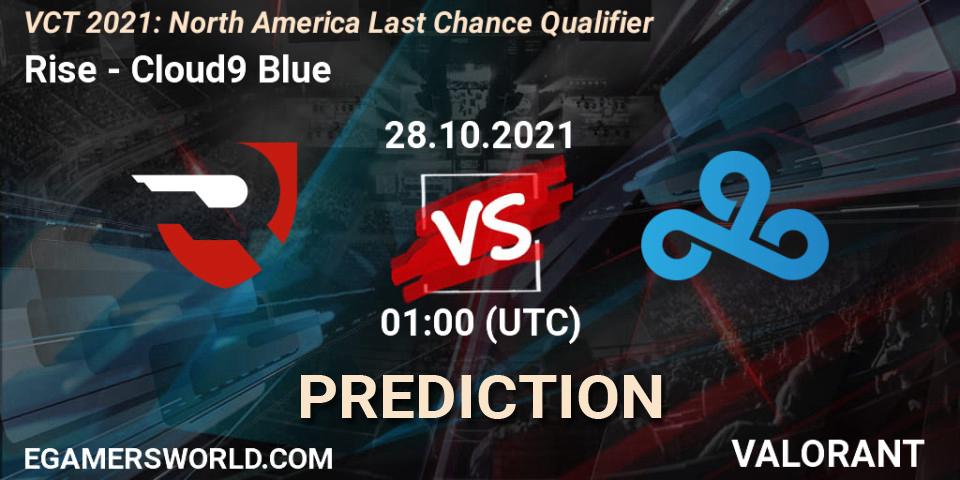 Rise - Cloud9 Blue: ennuste. 28.10.2021 at 19:00, VALORANT, VCT 2021: North America Last Chance Qualifier