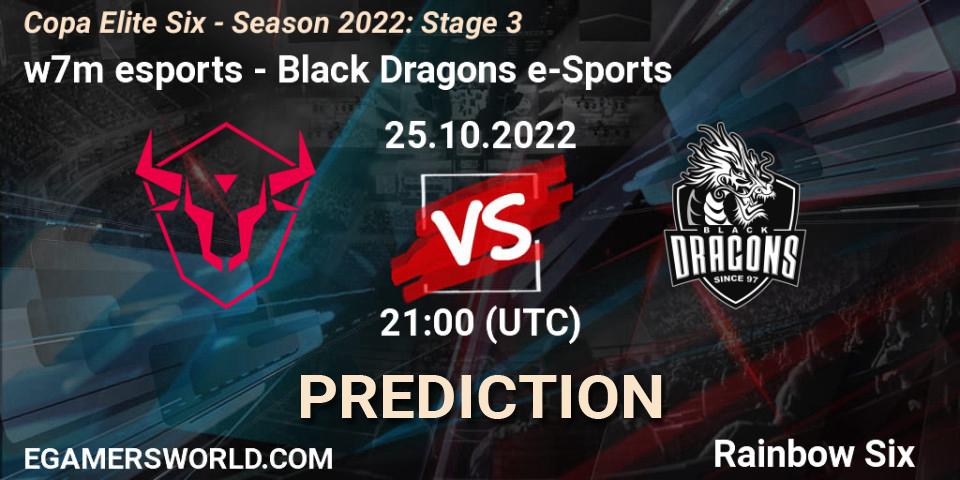 w7m esports - Black Dragons e-Sports: ennuste. 25.10.2022 at 21:00, Rainbow Six, Copa Elite Six - Season 2022: Stage 3