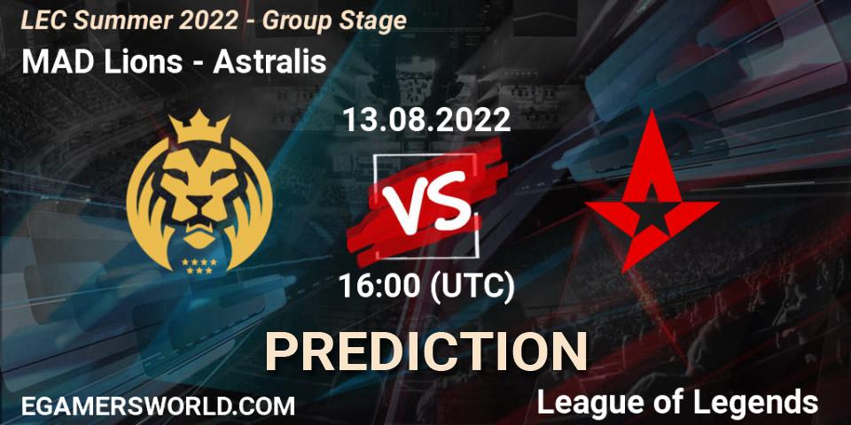 MAD Lions - Astralis: ennuste. 13.08.2022 at 17:00, LoL, LEC Summer 2022 - Group Stage