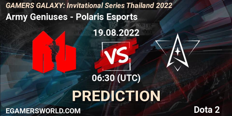 Army Geniuses - Polaris Esports: ennuste. 19.08.22, Dota 2, GAMERS GALAXY: Invitational Series Thailand 2022