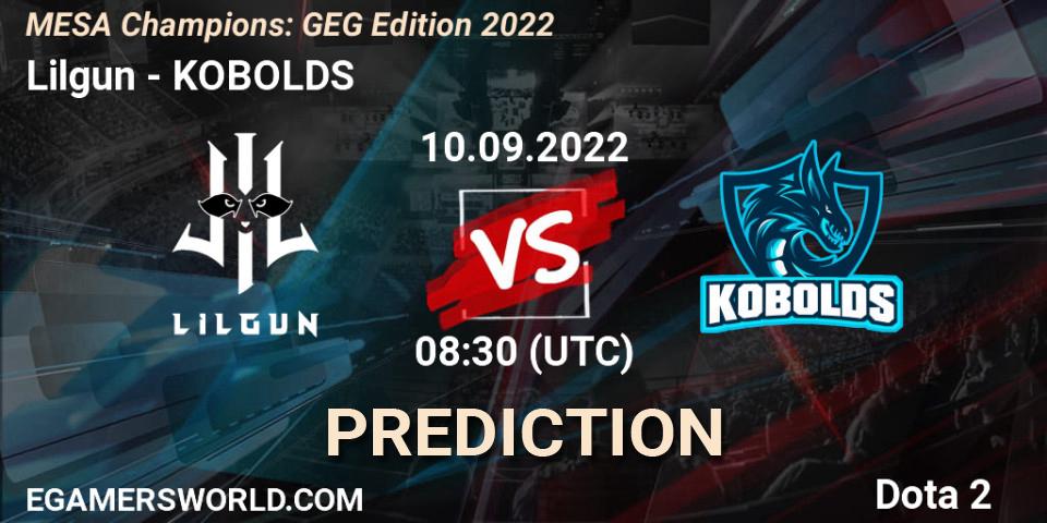 Lilgun - KOBOLDS: ennuste. 10.09.2022 at 08:42, Dota 2, MESA Champions: GEG Edition 2022