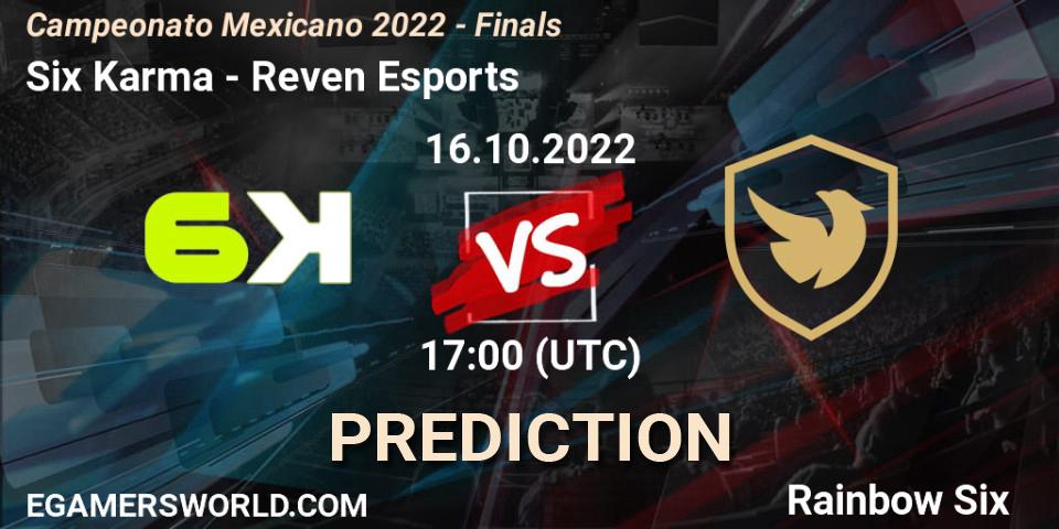 Six Karma - Reven Esports: ennuste. 16.10.2022 at 17:00, Rainbow Six, Campeonato Mexicano 2022 - Finals