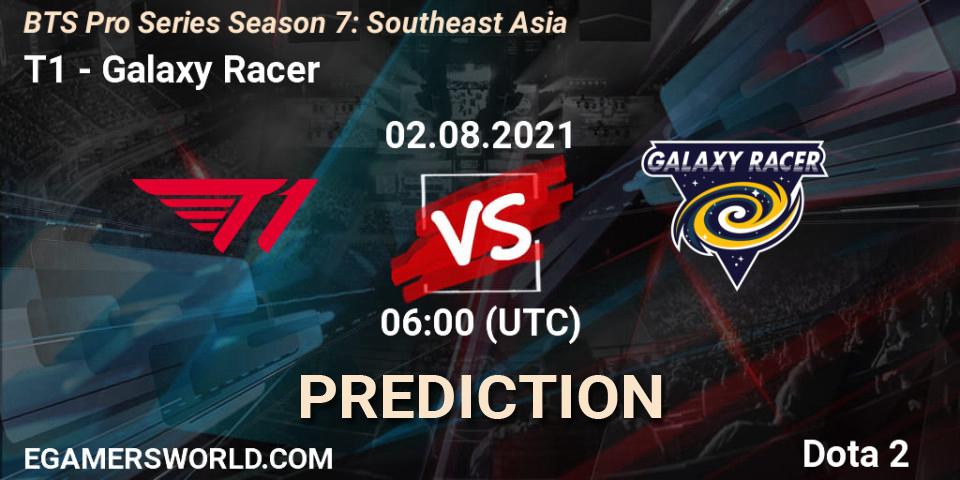 T1 - Galaxy Racer: ennuste. 02.08.2021 at 06:00, Dota 2, BTS Pro Series Season 7: Southeast Asia