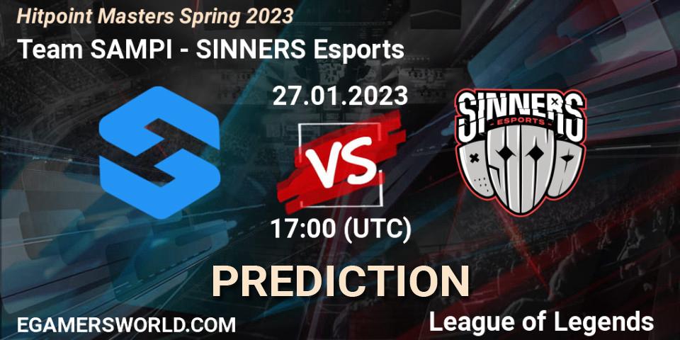 Team SAMPI - SINNERS Esports: ennuste. 27.01.2023 at 17:00, LoL, Hitpoint Masters Spring 2023