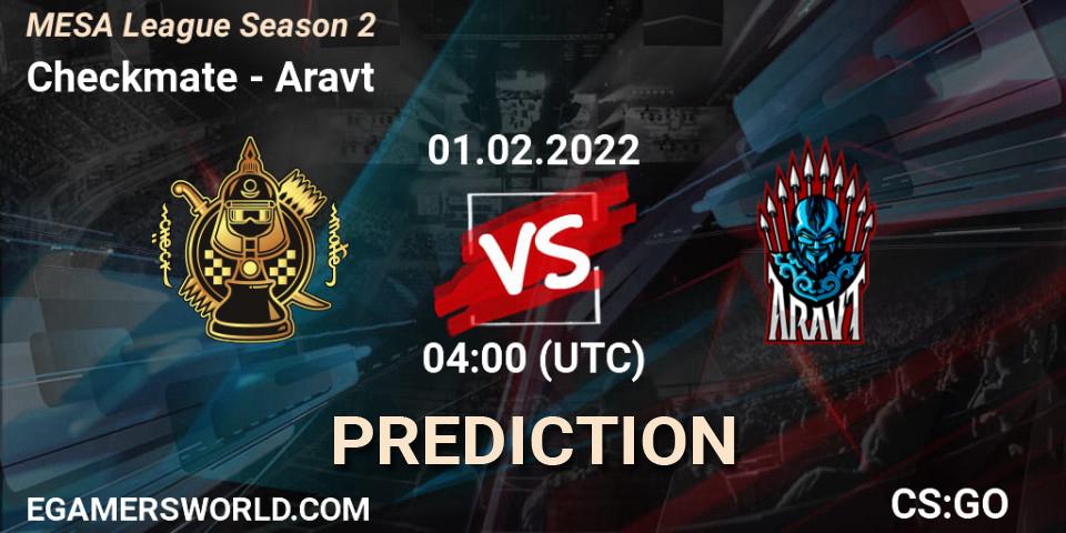 Checkmate - Aravt: ennuste. 01.02.2022 at 04:00, Counter-Strike (CS2), MESA League Season 2