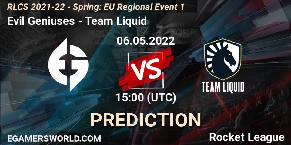 Evil Geniuses - Team Liquid: ennuste. 06.05.22, Rocket League, RLCS 2021-22 - Spring: EU Regional Event 1