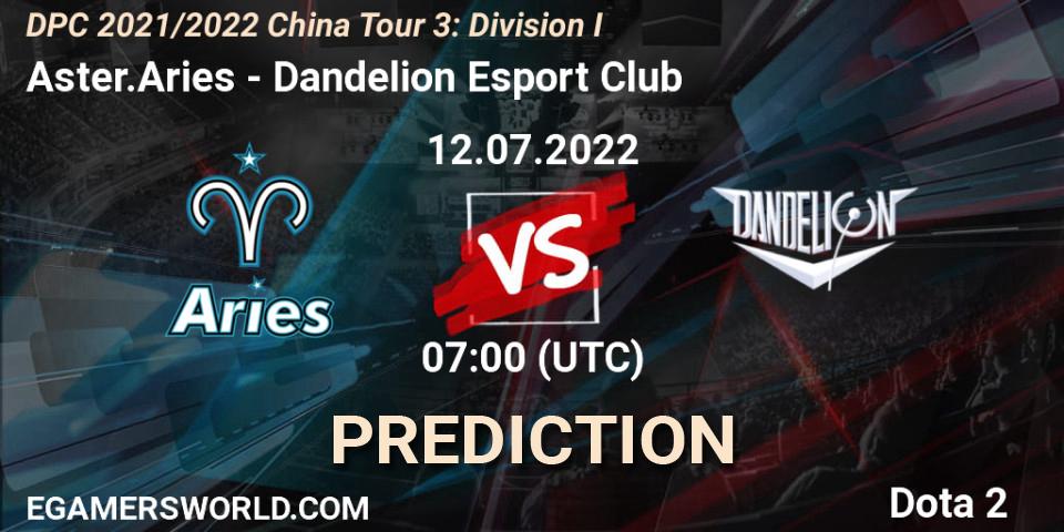 Aster.Aries - Dandelion Esport Club: ennuste. 12.07.2022 at 07:52, Dota 2, DPC 2021/2022 China Tour 3: Division I