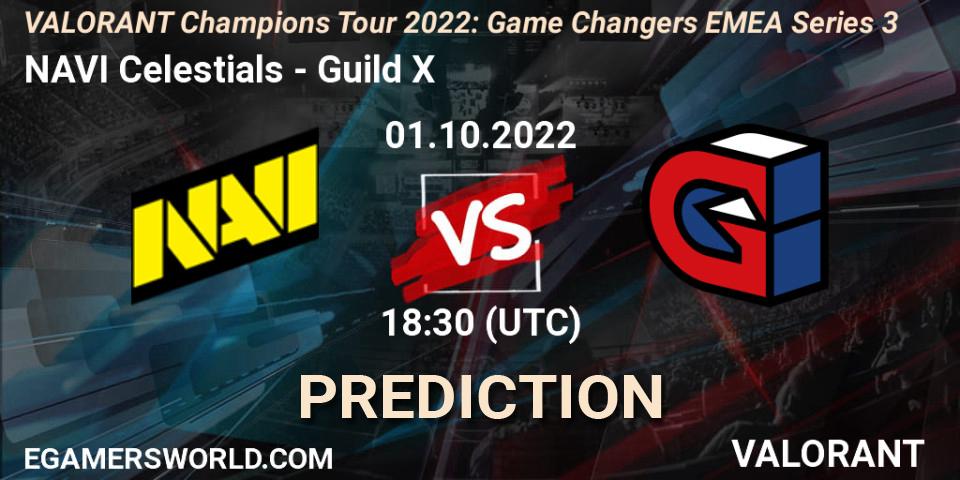 NAVI Celestials - Guild X: ennuste. 01.10.2022 at 18:30, VALORANT, VCT 2022: Game Changers EMEA Series 3
