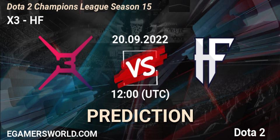 X3 - HF: ennuste. 20.09.2022 at 12:24, Dota 2, Dota 2 Champions League Season 15