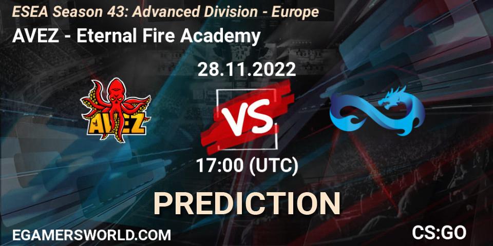 AVEZ - Eternal Fire Academy: ennuste. 28.11.22, CS2 (CS:GO), ESEA Season 43: Advanced Division - Europe