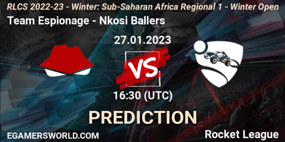 Team Espionage - Nkosi Ballers: ennuste. 27.01.2023 at 16:30, Rocket League, RLCS 2022-23 - Winter: Sub-Saharan Africa Regional 1 - Winter Open