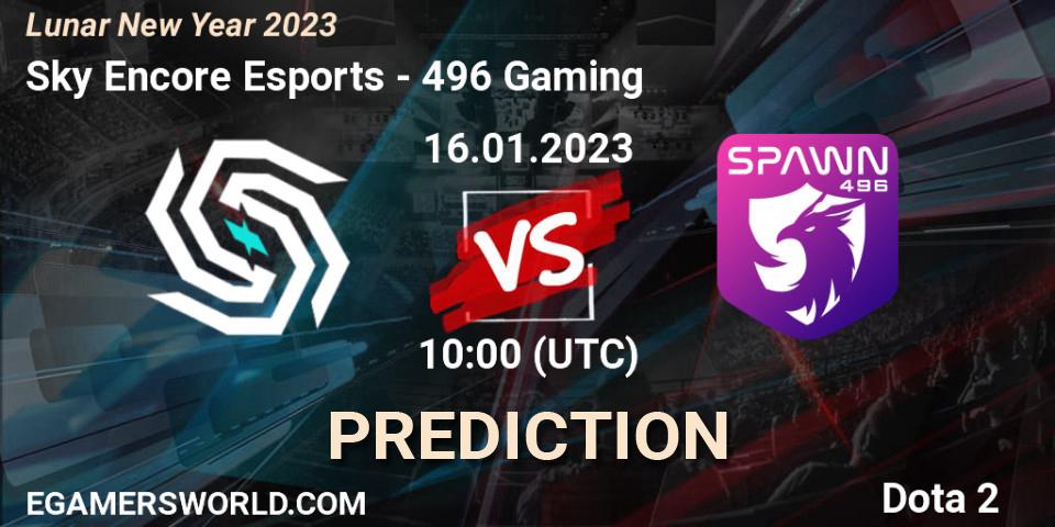 Sky Encore Esports - 496 Gaming: ennuste. 16.01.2023 at 10:00, Dota 2, Lunar New Year 2023