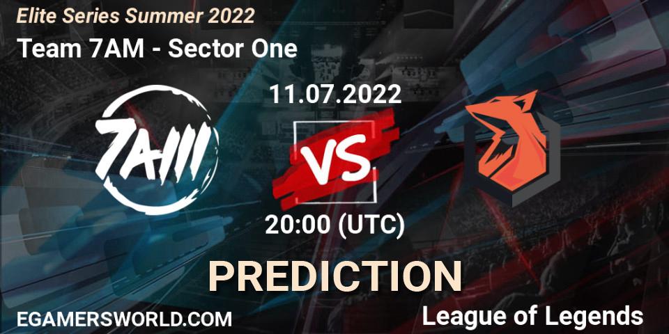 Team 7AM - Sector One: ennuste. 11.07.2022 at 20:00, LoL, Elite Series Summer 2022