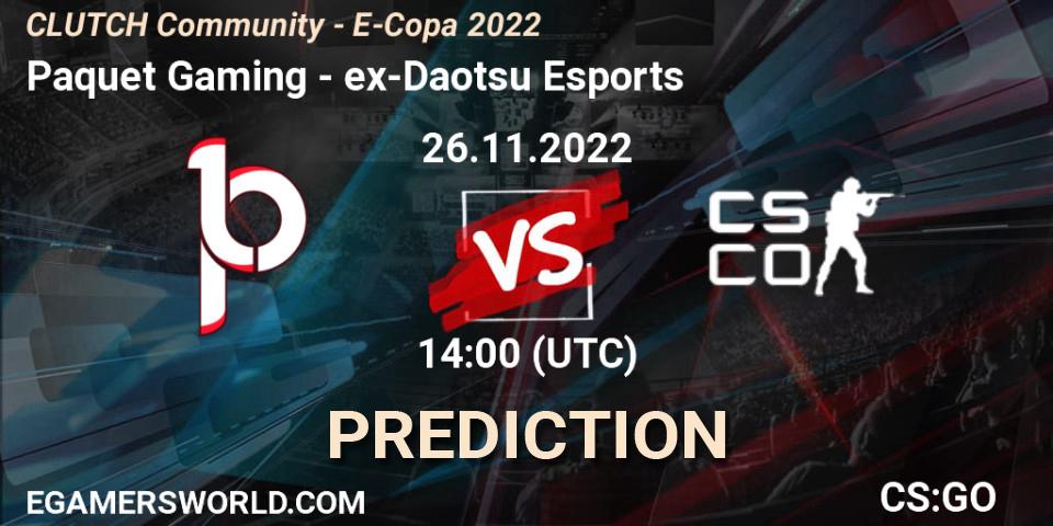 Paquetá Gaming - ex-Daotsu Esports: ennuste. 26.11.2022 at 14:00, Counter-Strike (CS2), CLUTCH Community - E-Copa 2022